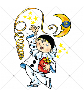 Sticker-pierrot-croissant-de-lune-pluie-d-étoiles-vitrophanie-décoration-vitrine-carnaval-électrostatique-sans-colle-repositionnable-réutilisable-DECO-VITRES