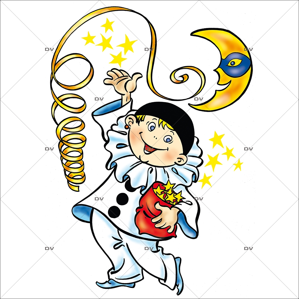 Sticker-pierrot-croissant-de-lune-pluie-d-étoiles-vitrophanie-décoration-vitrine-carnaval-électrostatique-sans-colle-repositionnable-réutilisable-DECO-VITRES