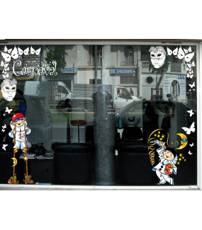 Sticker-pierrot-croissant-de-lune-pluie-d-étoiles-vitrophanie-décoration-vitrine-carnaval-électrostatique-sans-colle-repositionnable-réutilisable-DECO-VITRES