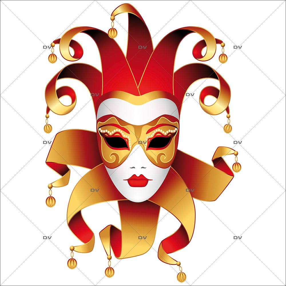 Sticker-masque-vénitien-grelots-joker-vitrophanie-décoration-vitrine-carnaval-électrostatique-sans-colle-repositionnable-réutilisable-DECO-VITRES