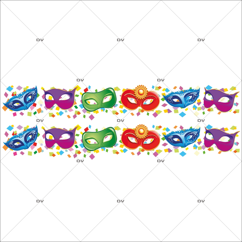 CAR44 - Sticker frises de masques multicolores - DECO-VITRES