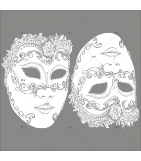 Sticker-2-masques-vénitiens-blancs-vitrophanie-décoration-vitrine-carnaval-électrostatique-sans-colle-repositionnable-réutilisable-DECO-VITRES