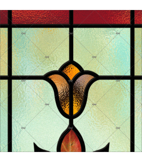 Sticker-vitrail-art-nouveau-retro-vintage-fleur-vitrophanie-électrostatique-ou-adhésif-décoration-fenêtres-DECO-VITRES