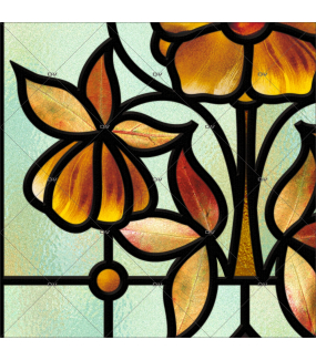 Sticker-vitrail-art-nouveau-retro-vintage-fleur-vitrophanie-électrostatique-ou-adhésif-décoration-fenêtres-DECO-VITRES