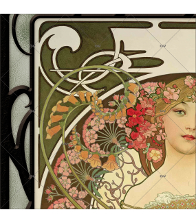 Sticker-vitrail-Mucha-fleurs-art-nouveau-retro-rêverie-vitrophanie-électrostatique-ou-adhésif-décoration-fenêtres-DECO-VITRES