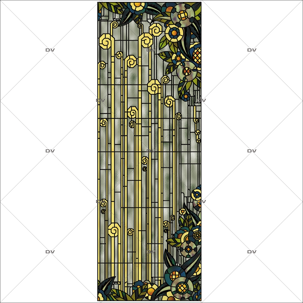 Sticker-vitrail-art-deco-retro-vintage-fleurs-vitrophanie-électrostatique-ou-adhésif-décoration-fenêtres-DECO-VITRES