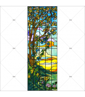 Sticker-vitrail-paysage-nature-retro-vitrophanie-électrostatique-ou-adhésif-décoration-fenêtres-DECO-VITRES