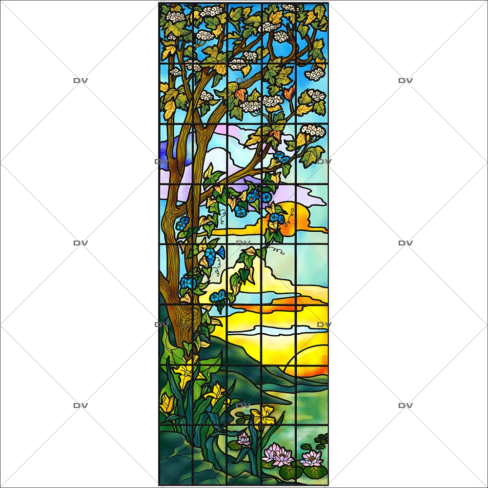 Sticker-vitrail-paysage-nature-retro-vitrophanie-électrostatique-ou-adhésif-décoration-fenêtres-DECO-VITRES
