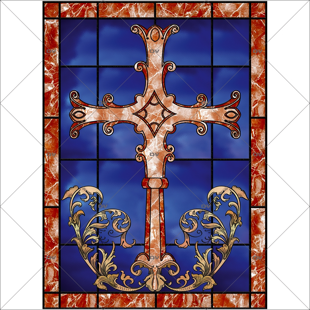 Sticker-vitrail-croix-religion-retro-vitrophanie-électrostatique-ou-adhésif-décoration-fenêtres-DECO-VITRES