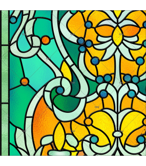 Sticker-vitrail-chandelle-art-nouveau-vitrophanie-électrostatique-ou-adhésif-décoration-fenêtres-DECO-VITRES