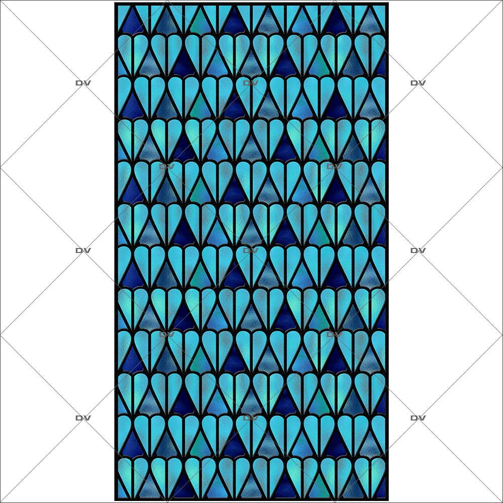 Sticker-vitrail-géométrique-bleu-électrostatique-sans-colle-ou-adhésif-décoration-fenêtres-DECO-VITRES