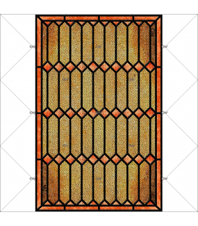 Sticker-vitrail-géométrique-jaune-orange-vintage-retro-électrostatique-sans-colle-ou-adhésif-décoration-fenêtres-DECO-VITRES