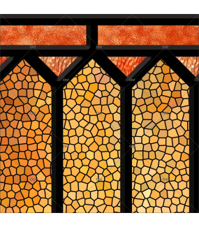 Sticker-vitrail-géométrique-jaune-orange-vintage-retro-électrostatique-sans-colle-ou-adhésif-décoration-fenêtres-DECO-VITRES