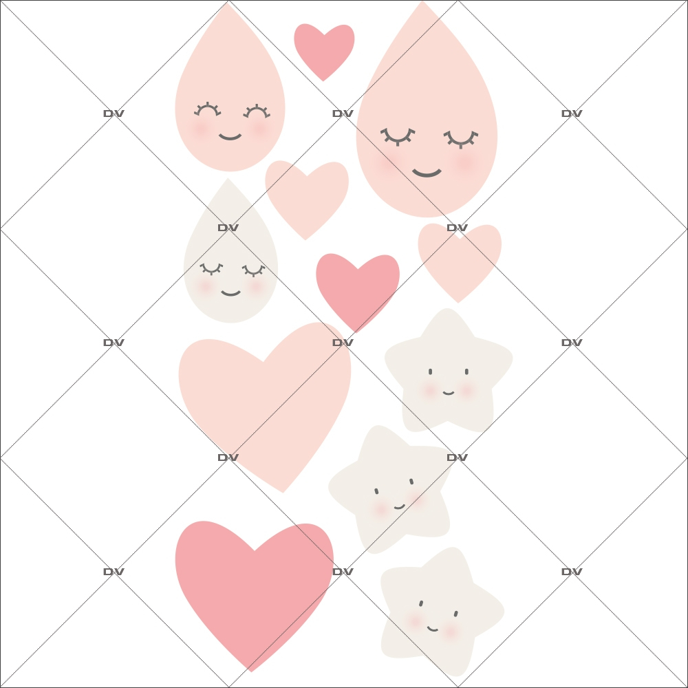 sticker-enfant-coeurs-gouttes-de-pluie-etoiles-rose-chambre-bebe-fille-tissu-adhesif-enlevable-encres-ecologiques-DECO-VITRES-ST108