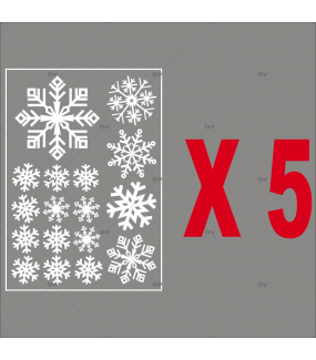 Stickers gros cristaux blancs - Lot de 5 dont 1 offert - vitrophanie noël électrostatique - sans colle - DECO-VITRES - PACK15