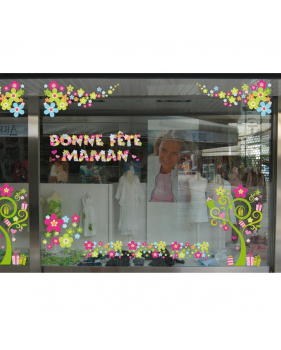 Sticker-arbre-fleurs-multicolores-cadeaux-printemps-été-vitrophanie-décoration-vitrine-estivale-printanière-st-valentin-fêtes-mères-pères-électrostatique-sans-colle-repositionnable-réutilisable-DECO-VITRES