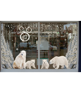 vitrine-decoration-noel-polaire-oursons-ours-famille-paysage-enneige-sapins-stickers-electrostatique-vitrophanie-frises-sapin-neige-branchage-givre-couronne-flocons-cristaux-deco-vitres