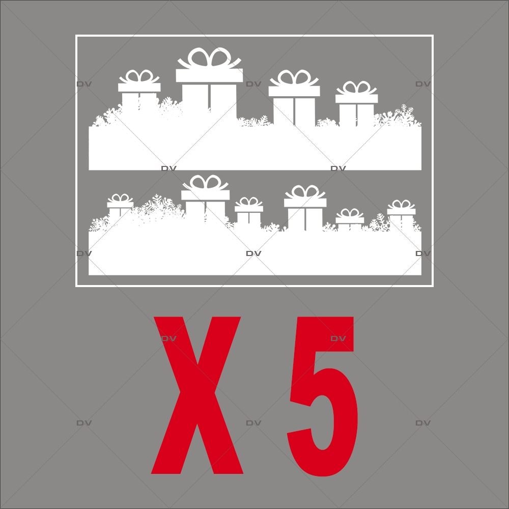 Stickers frise de cadeaux et cristaux - Lot de 5 dont 1 offert - DECO-VITRES - PACK2 Stickers frise de cadeaux et cristaux - Lot de 5 dont 1 offert - DECO-VITRES - PACK2