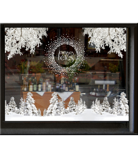 vitrine-decoration-noel-paysage-enneige-stickers-electrostatique-vitrophanie-frises-sapin-neige-branchage-givre-couronne-flocons-cristaux-deco-vitres