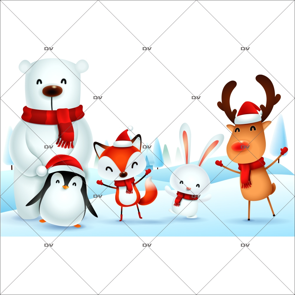 sticker-animaux-noel-pingouin-ours-polaire-renard-oiseau-lapin-paysage-de-neige-vitrine-noel-electrostatique-vitrophanie-sans-colle-DECO-VITRES-LUD4