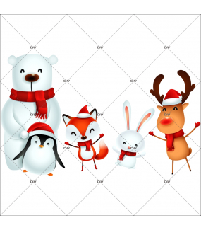 sticker-animaux-noel-pingouin-ours-polaire-renard-oiseau-lapin-vitrine-noel-electrostatique-vitrophanie-sans-colle-DECO-VITRES-LUD9
