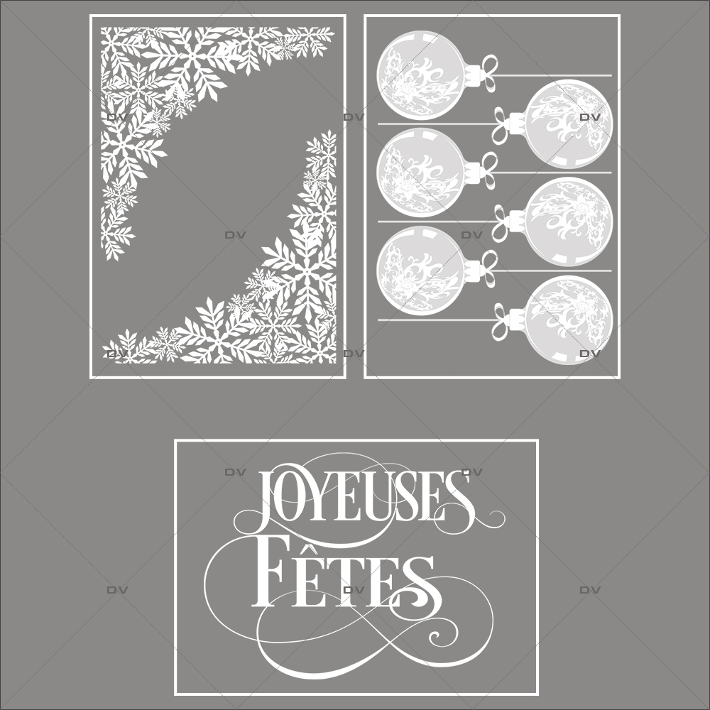 lot-promotionnel-3-stickers-vitrine-noel-chic-puppies-cristaux-boules-texte-joyeuses-fetes-electrostatique-sans-colle-repositionnable-DECO-VITRES-KIT16