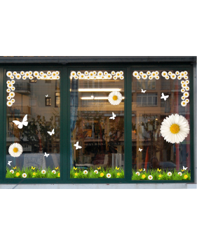 Sticker-frises-de-pâquerettes-fleurs-printemps-été-vitrophanie-décoration-vitrine-estivale-printanière-électrostatique-sans-colle-repositionnable-réutilisable-DECO-VITRES