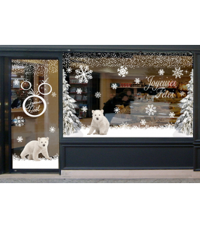 vitrine-decoration-noel-polaire-oursons-paysage-enneige-sapins-stickers-electrostatique-vitrophanie-frises-sapin-neige-branchage-givre-couronne-flocons-cristaux-deco-vitres