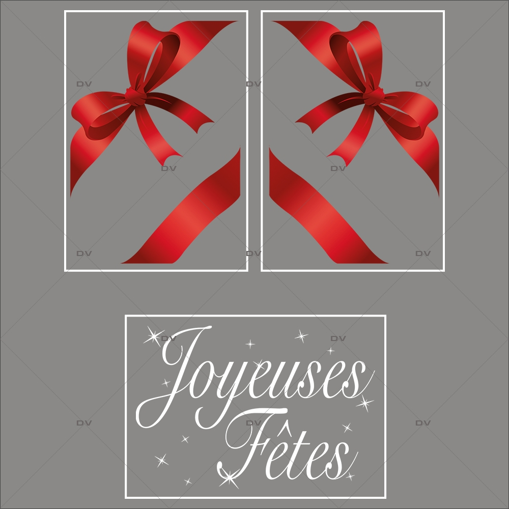 lot-promotionnel-3-stickers-vitrine-noel-rouge-blanc-noeuds-rouges-ruban-cadeau-texte-joyeuses-fetes-electrostatique-sans-colle-repositionnable-DECO-VITRES-KIT10