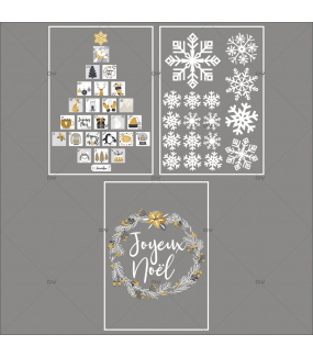 lot-promotionnel-3-stickers-vitrine-noel-espiegle-cristaux-sapin-calendrier-avent-couronne-joyeux-noel-electrostatique-sans-colle-repositionnable-DECO-VITRES-KIT105