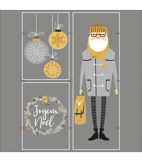 lot-promotionnel-3-stickers-vitrine-noel-espiegle-pere-noel-hipster-geant-couronne-joyeux-noel-suspensions-boules-electrostatique-sans-colle-repositionnable-DECO-VITRES-KIT311