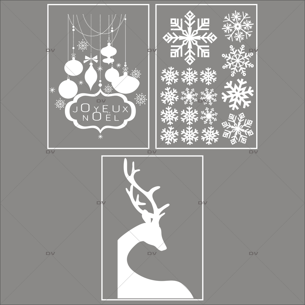 lot-promotionnel-3-stickers-vitrine-noel-paysage-givre-cristaux-suspensions-boules--enseigne-joyeux-noel-renne-angle-electrostatique-sans-colle-repositionnable-DECO-VITRES-KIT121