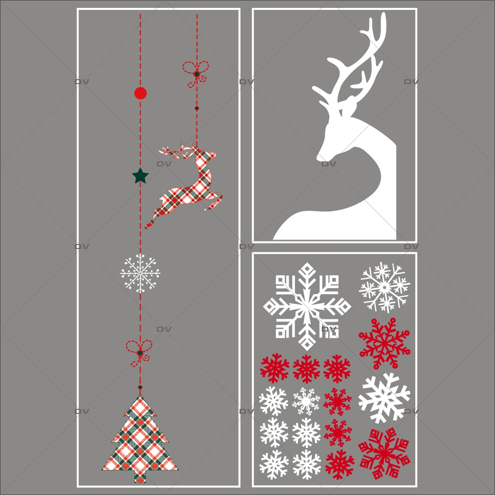 Lot promotionnel 3 stickers noël écossais - DECO-VITRES - Electrostatique