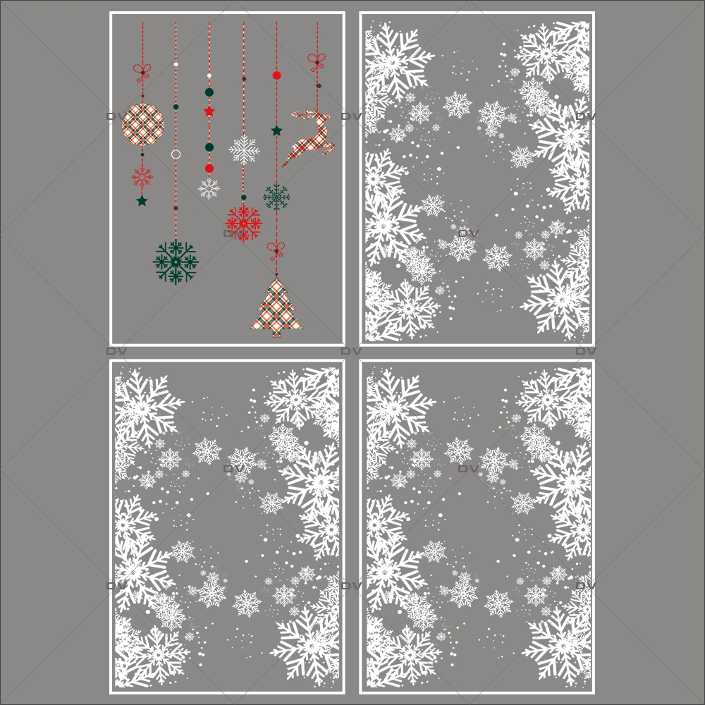 Lot promotionnel 4 stickers noël écossais - DECO-VITRES - Electrostatique