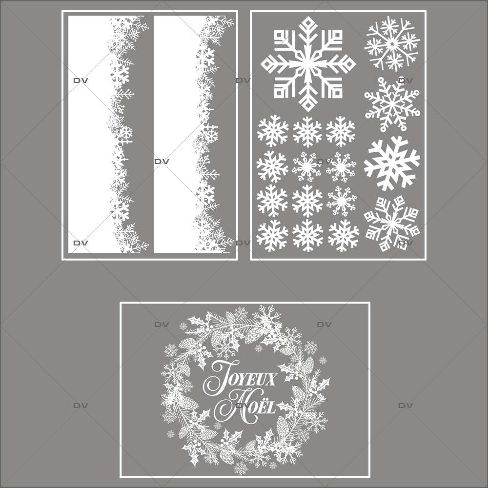 lot-promotionnel-3-stickers-vitrine-noel-sylvestre-cristaux-frises-neige-couronne-joyeux-noel-electrostatique-sans-colle-repositionnable-DECO-VITRES-KIT129