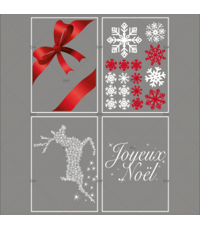 lot-promotionnel-4-stickers-vitrine-noel-shopping-rouge-blanc-cristaux-noeud-rouge-ruban-cadeau-joyeux-noel-renne-electrostatique-sans-colle-repositionnable-DECO-VITRES-KIT61