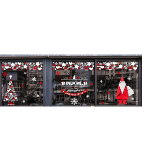 vitrine-decoration-noel-origami-gris-cristaux-rouge-pere-noel-cadeau-sapin-banniere-etoiles-coeurs-vitrophanie-electrostatique-DECO-VITRES