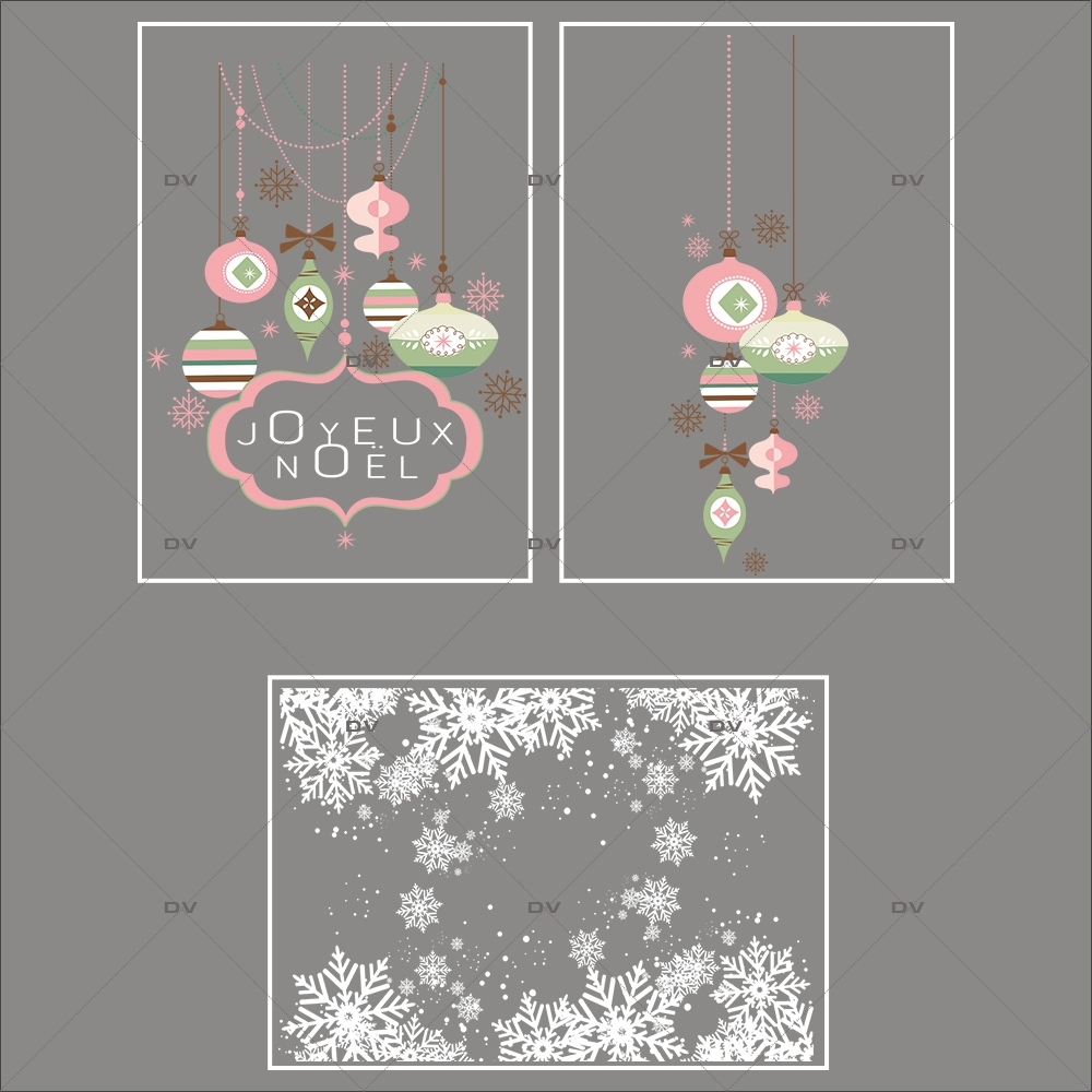Lot Promotionnel 3 Stickers Noel Romantique Deco Vitres Electrostatique