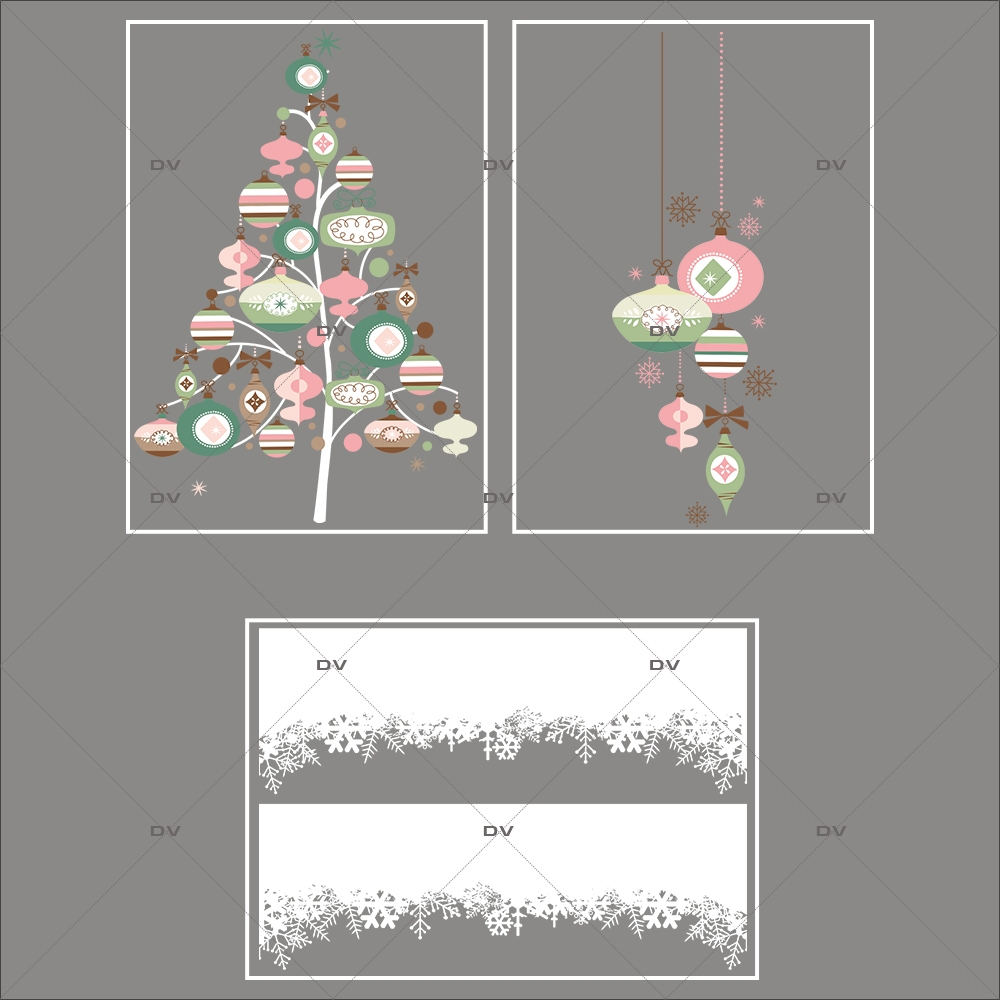 Lot-promotionnel-3-stickers-vitrine-noel-romantique-sapin-suspensions-de-boules-de-noel-rose-vert-frises-de-cristaux-entourage-de-vitrine-electrostatique-sans-colle-repositionnable-DECO-VITRES-KIT314