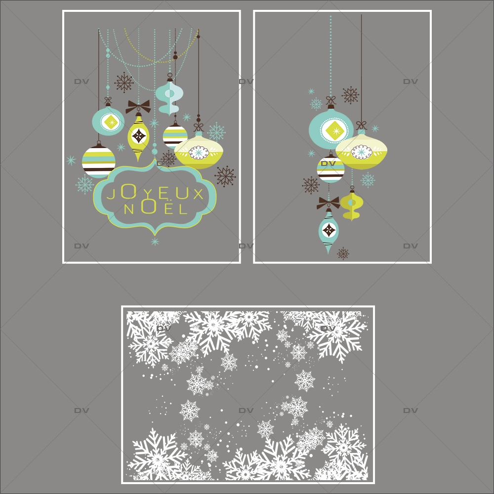 Lot Promotionnel 3 Stickers Noel Moderne Deco Vitres Electrostatique