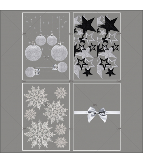 lot-promotionnel-4-stickers-vitrine-noel-argente-frises-boules-et-etoiles-argentees-et-noires-ruban-noeud-cadeau-argent-cristaux-electrostatique-sans-colle-repositionnable-DECO-VITRES-KIT95