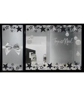 vitrine-noel-noir-argent-ruban-noeud-cadeau-etoiles-boules-texte-joyeux-noel-paillettes-vitrophanie-electrostatique-reutilisable-DECO-VITRES