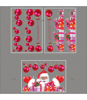 lot-promotionnel-3-stickers-vitrine-noel-flashy-frises-de-boules-fuchsia-pere-noel-et-cadeaux-electrostatique-sans-colle-repositionnable-DECO-VITRES-KIT108