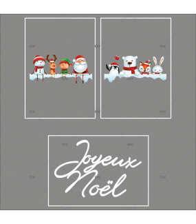lot-promotionnel-3-stickers-vitrine-noel-ludique-étagères-de-neige-personnages-et-animaux-de-noël-joyeux-noel-electrostatique-sans-colle-repositionnable-DECO-VITRES-KIT156