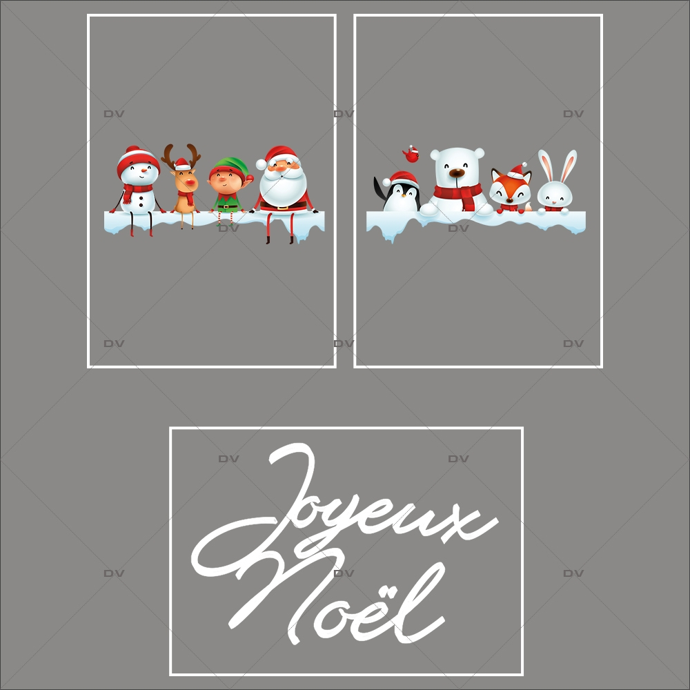 lot-promotionnel-3-stickers-vitrine-noel-ludique-étagères-de-neige-personnages-et-animaux-de-noël-joyeux-noel-electrostatique-sans-colle-repositionnable-DECO-VITRES-KIT159
