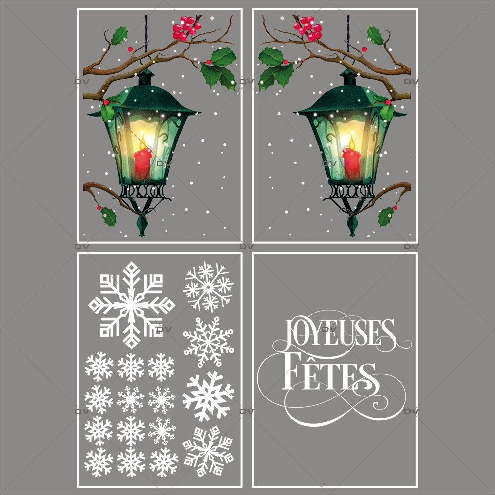 lot-promotionnel-4-stickers-vitrine-noel-retro-cristaux-lanternes-branches-de-houx-joyeuses-fetes-electrostatique-sans-colle-repositionnable-DECO-VITRES-KIT148