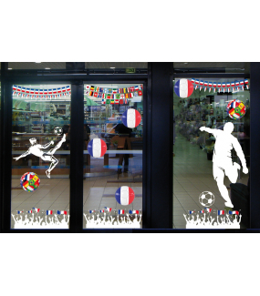 Sticker-football-supporters-fan-drapeaux-France-français-foot-vitrophanie-décoration-vitrine-événementielle-électrostatique-sports-fêtes-sans-colle-repositionnable-réutilisable-DECO-VITRES