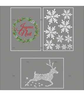 lot-promotionnel-4-stickers-vitrine-noel-old-school-couronne-de-houx-texte-joyeux-noel-renne-cristaux-electrostatique-sans-colle-repositionnable-DECO-VITRES-KIT342