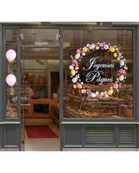photo-sticker-couronne-fleurie-oeufs-de-paques-fleurs-roses-cerisier-printemps-texte-joyeuses-paques-ballons-roses-decoration-vitrine-vitrophanie-electrostatique-sans-colle-reutilisable-DECO-VITRES