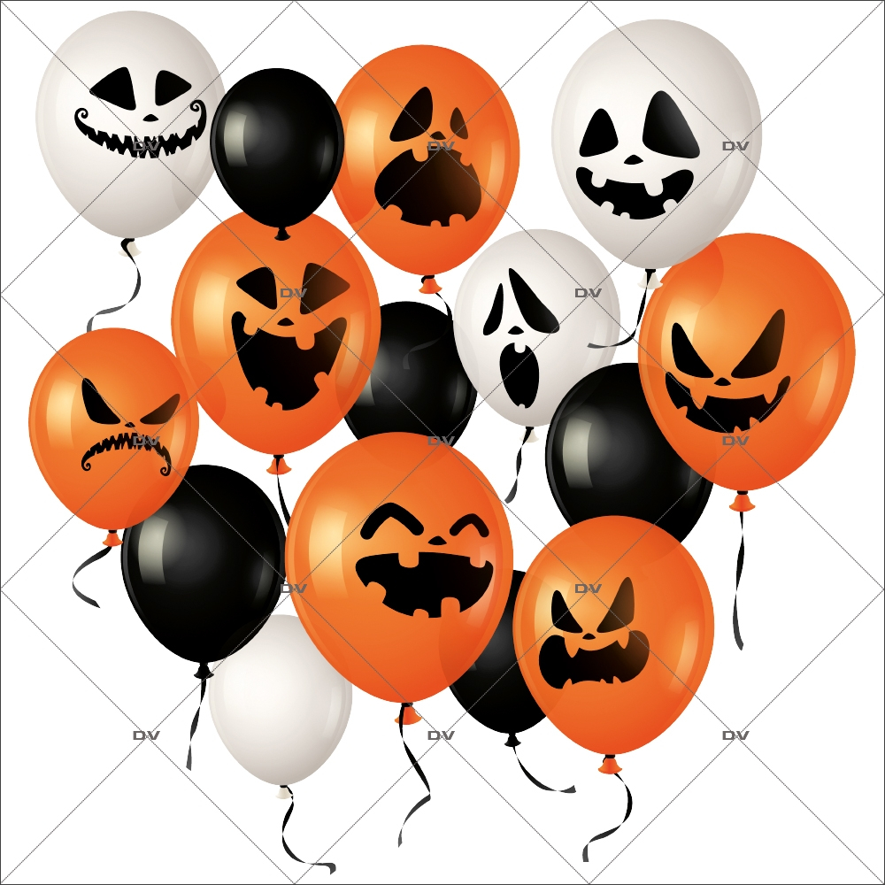 sticker-ballons-halloween-orange-noirs-blancs-citrouille-fantome-effrayant-boulangerie-patisserie-vitrophanie-electrostatique-sans-colle-repositionnable-DECO-VITRES-HALL94